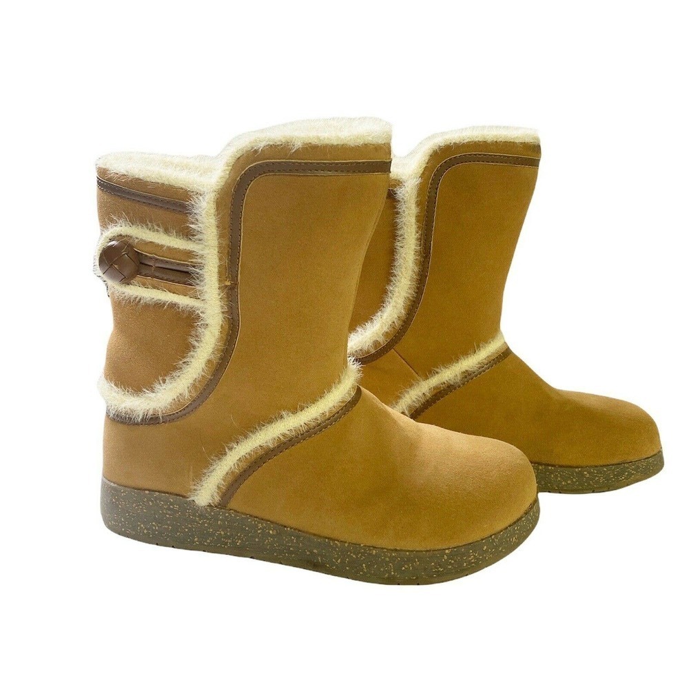 EARTH ORIGINS  Boots Mid Calf Suede Leather Faux Fur sz 7.5